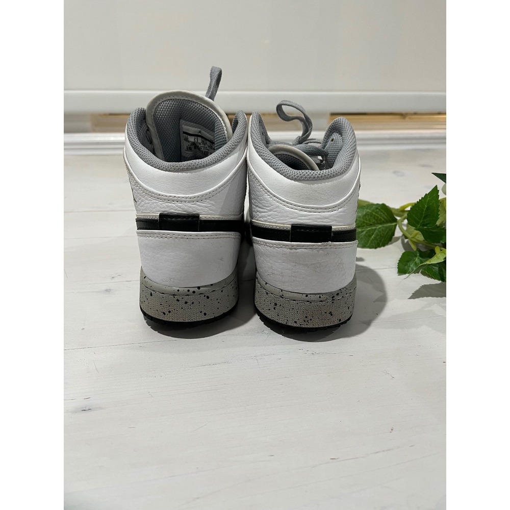 Nike Air Jordan 1 Mid SE White‎ Black Cement GS Sz 6Y / 38.5 Basketball Shoes - Picture 2 of 8